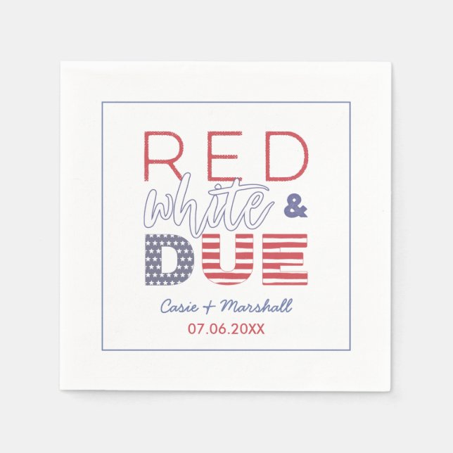 Independence Day Red White Due BBQ Baby Shower Napkins (Front)