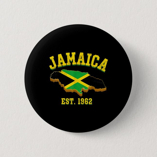 Independence Day Shirt Jamaican Flag Map Pride  Button (Front)