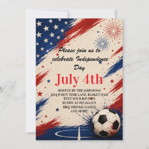 Independence Day Soccer Background Art Invitation