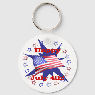 Independence Day Star Circle Keychain