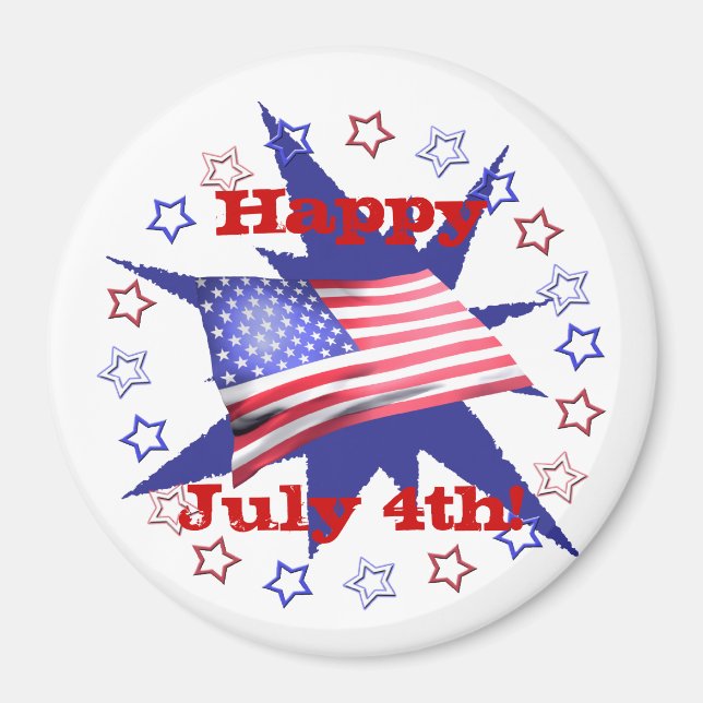 Independence Day Star Circle Magnet (Front)