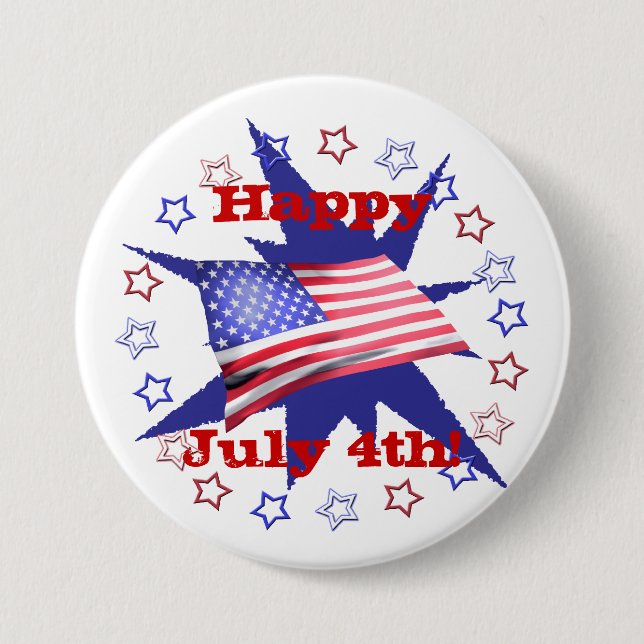 Independence Day Star Circle Pinback Button (Front)