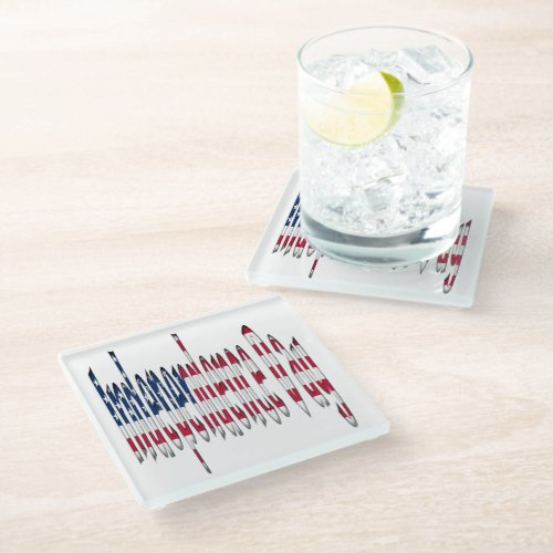 Independence Day Stars and Stripes USA Typography Glass Coaster