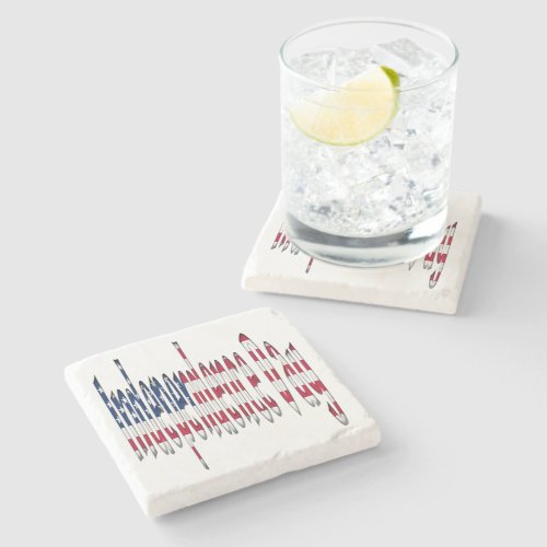 Independence Day Stars and Stripes USA Typography Stone Coaster