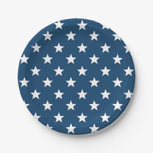 Independence Day Stars in White on Navy Blue Paper Plates