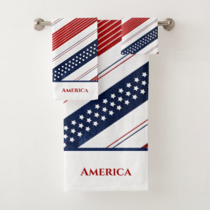 Independence Day Stars & Stripes America Bath Towel Set