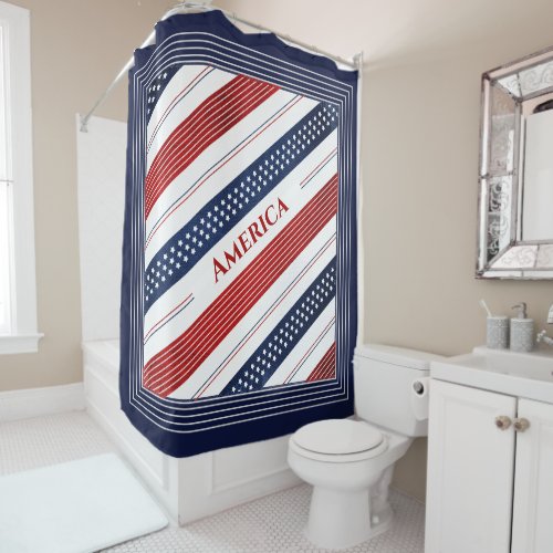 Independence Day Stars  Stripes  America Shower Curtain