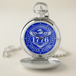 Independence Day United States Eagle Badge Pocket Watch