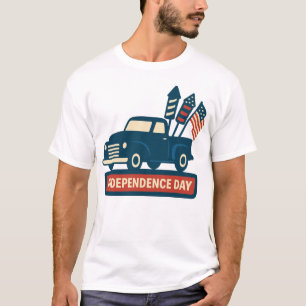 Independence Day vintage truck USA flag design T-Shirt