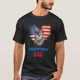 Independence Dog Lover Siberian Husky Dad Us Flag T-Shirt