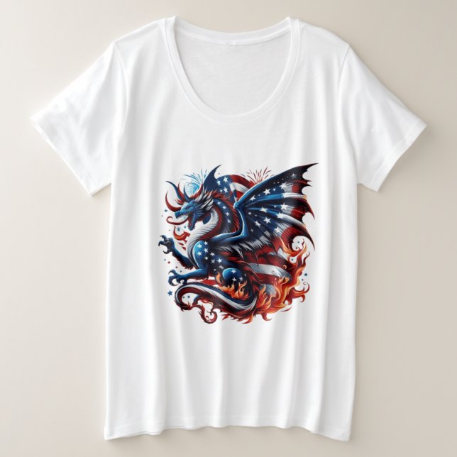 Independence Dragon Plus Size T-Shirt (Design Front)