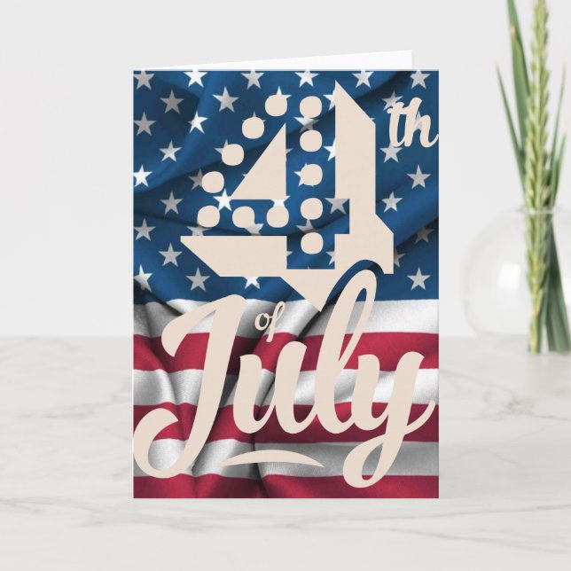 Independence July 4 american flag vintage script Card (Front)