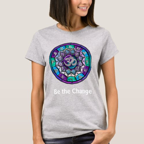 Independence Mandala  Be The Change in Purple T_Shirt
