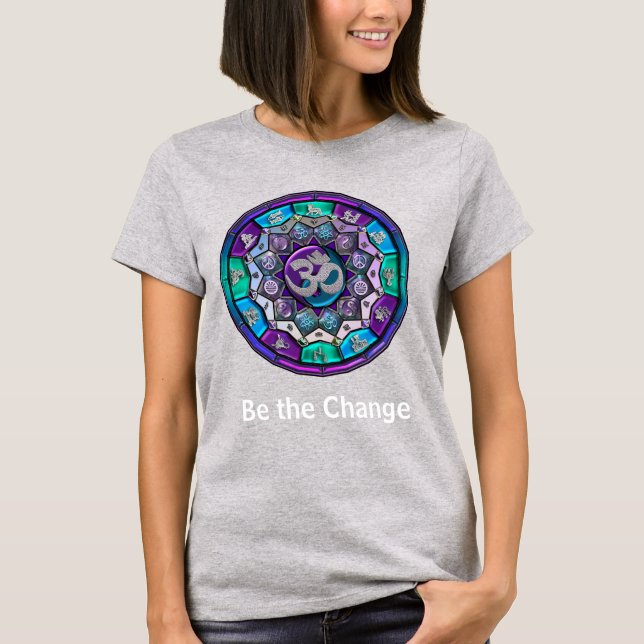 Independence Mandala ~ Be The Change in Purple T-Shirt (Front)