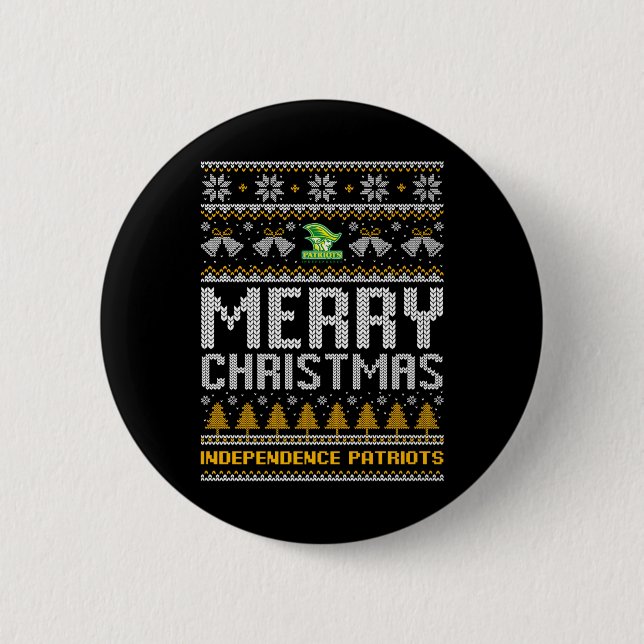 Independence Patriots Logo Merry Christmas Ugly Sw Button (Front)