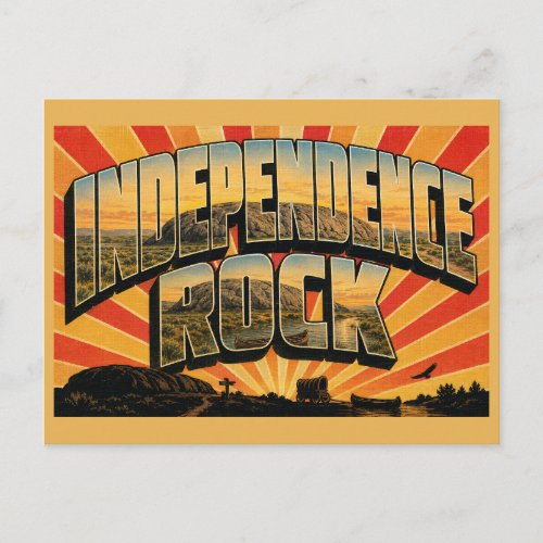 Independence Rock Wyoming Granite Monolith Art Postcard