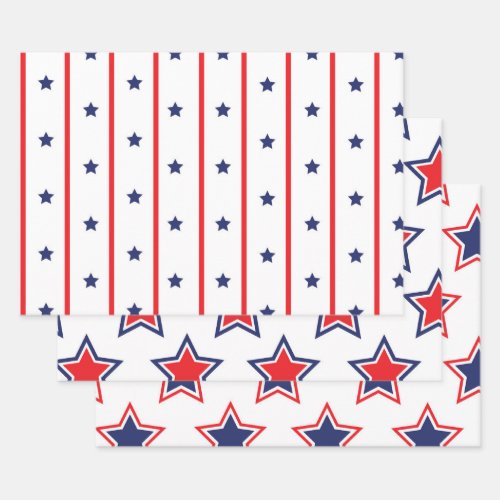 Independence Stars Wrapping Paper Sheets