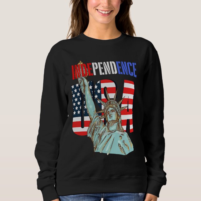 Independence USA America Patriotic Statue of Liber Sweatshirt (Front)