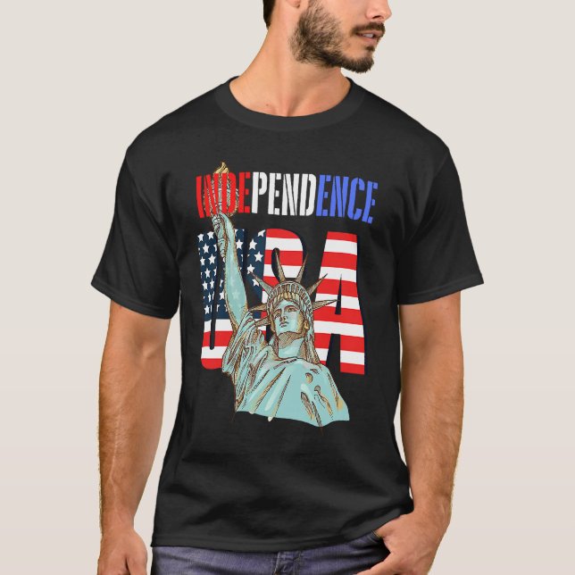 Independence USA America Patriotic Statue of Liber T-Shirt (Front)
