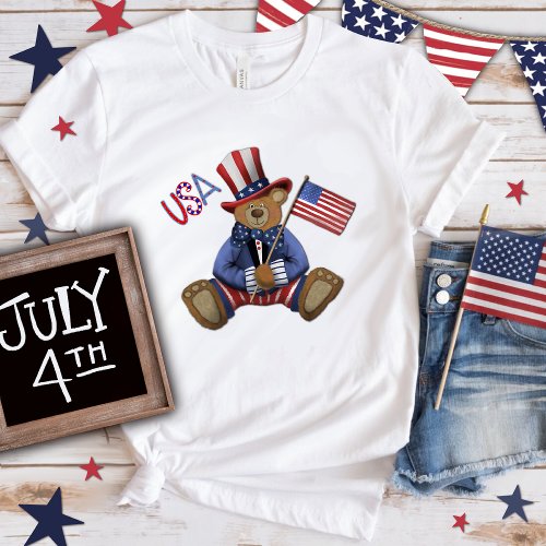 Independence USA Cute Bear Inspirivity  T_Shirt