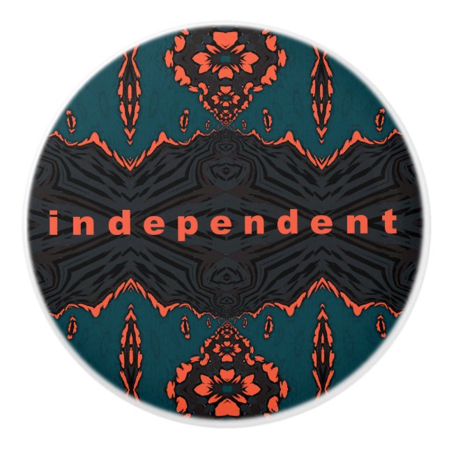 Independent and proud dark green orange ceramic knob (Front)