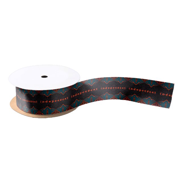 Independent and Proud in dark green and orange Satin Ribbon (Spool)