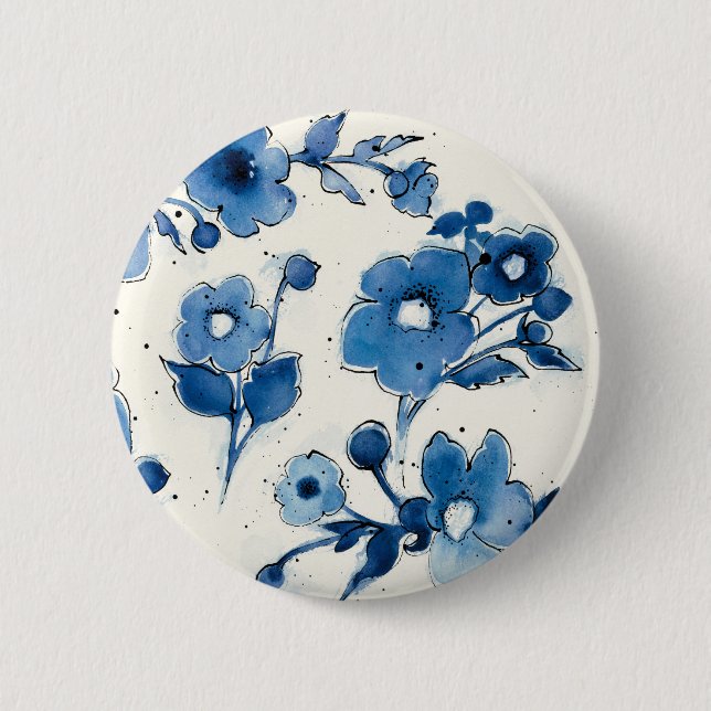 Independent Blue Blooms Button (Front)