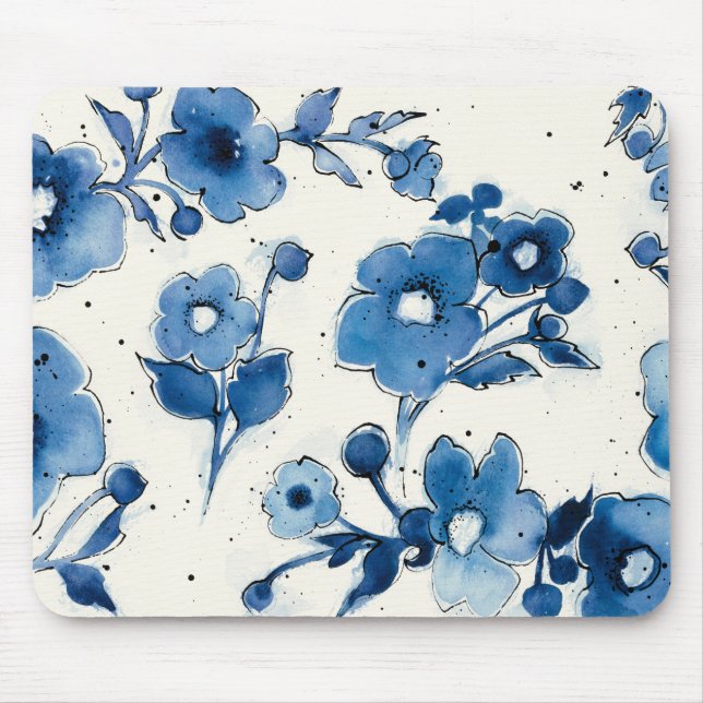 Independent Blue Blooms Mouse Pad (Front)