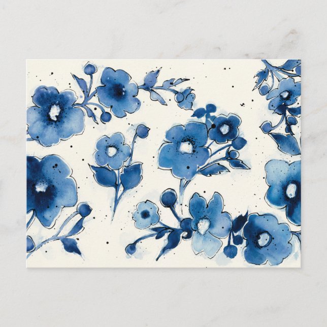 Independent Blue Blooms Postcard (Front)