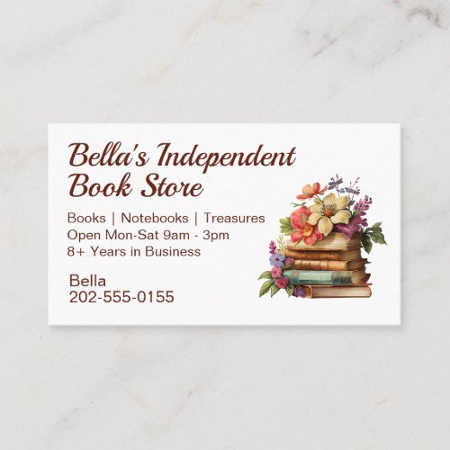 Independent Book Store Floral Business Card