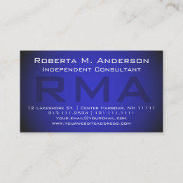 Independent Consultant Elegant Blue Monogram Business Card