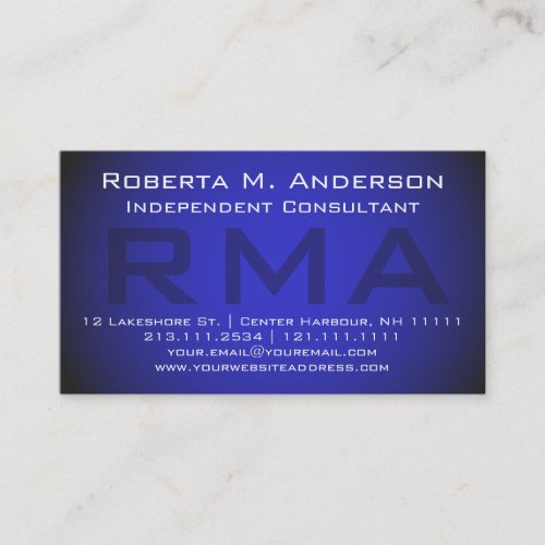 Independent Consultant Elegant Blue Monogram Business Cards