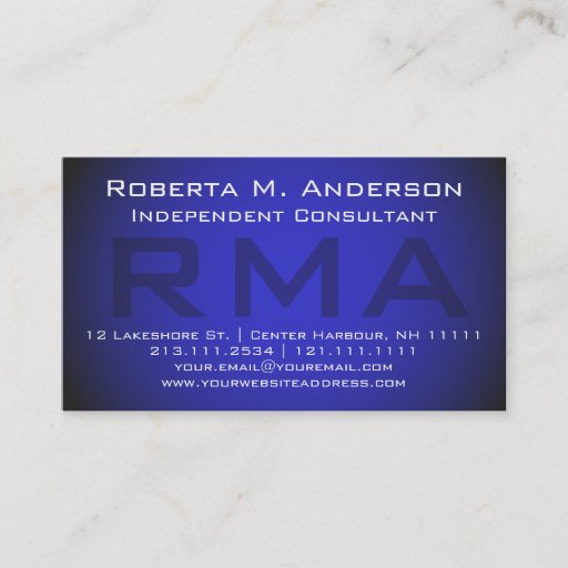 Customizable Independent Consultant Elegant Blue Monogram Business Cards