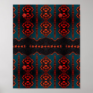 Independent: Dark Green and Orange Fractal Pattern Poster