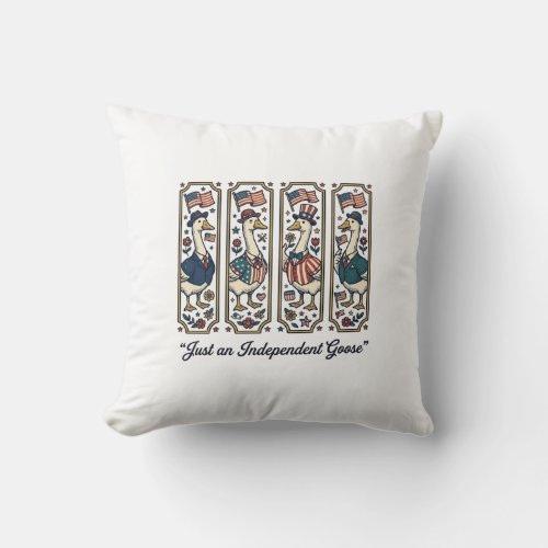 Independent Goose Patriotic Vintage T-Shirt Design Throw Pillow
