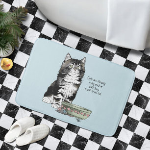 Independent Gray Tabby Blue Cute Funny Cat Bath Mat