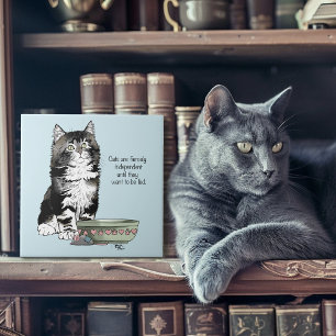 Independent Gray Tabby Blue Cute Funny Cat Ceramic Tile