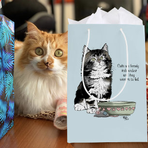 Independent Gray Tabby Blue Cute Funny Cat Medium Gift Bag