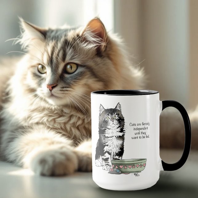 Independent Gray Tabby Blue Cute Funny Cat Mug (Creator Uploaded)