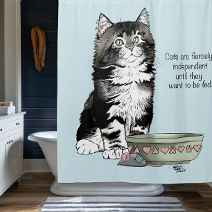 Independent Gray Tabby Blue Cute Funny Cat Shower Curtain
