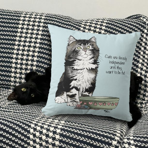 Independent Gray Tabby Blue Cute Funny Cat Throw Pillow