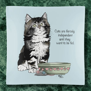 Independent Gray Tabby Blue Cute Funny Cat Trinket Tray