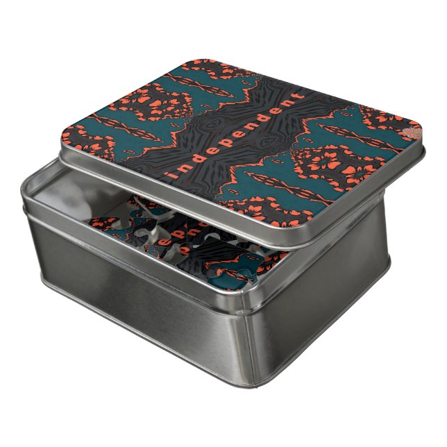 Independent in Orange and Green Jigsaw Puzzle (Lid Open)