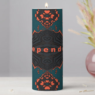 Independent in Orange and Green  Pillar Candle