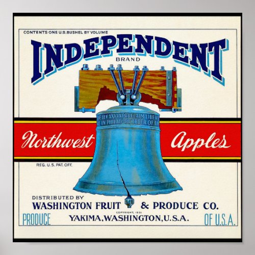 Independent Northwest Apples packing label Poster