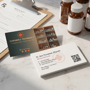Independent Pharmacy Minimalist Dark Red Business Card