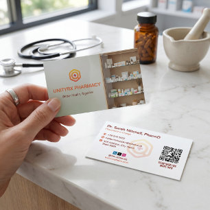 Independent Pharmacy Minimalist Red Light Business Card