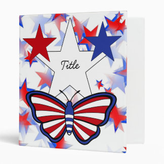 Independent Red, White, Blue Graphical Butterfly 3 Ring Binder