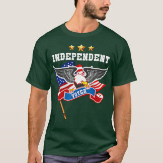 Independent Voter With Bald Eagle And American Fla T-Shirt