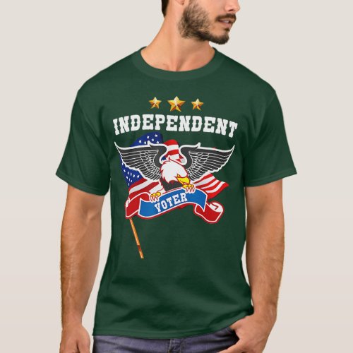 Independent Voter With Bald Eagle And American Fla T_Shirt